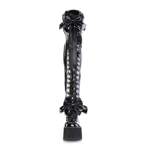 Demonia KERA-303 Thigh High Boot (Black Stretch Patent)
