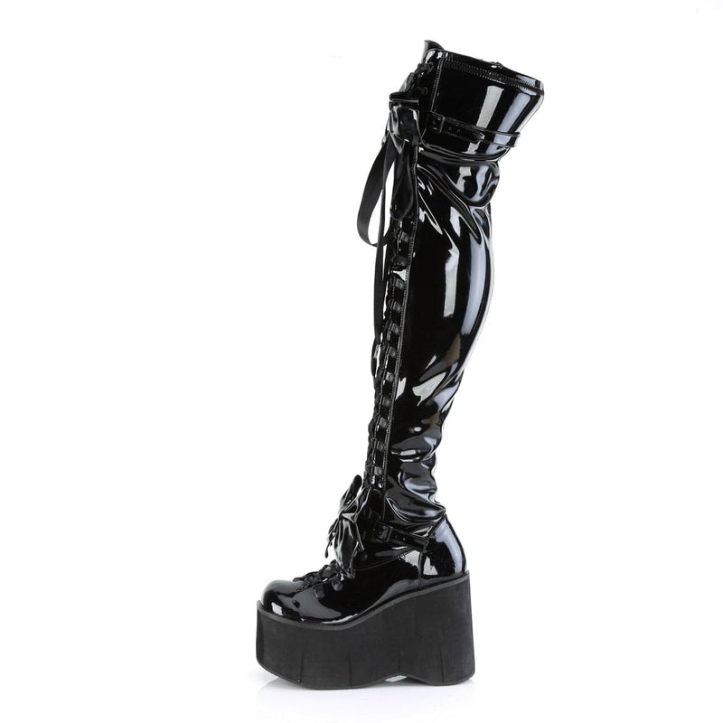 Demonia KERA-303 Thigh High Boot (Black Stretch Patent)