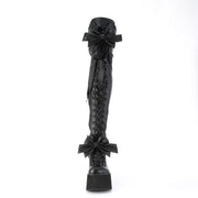 Demonia KERA-303 Thigh High Boot (Black Stretch Vegan Leather)