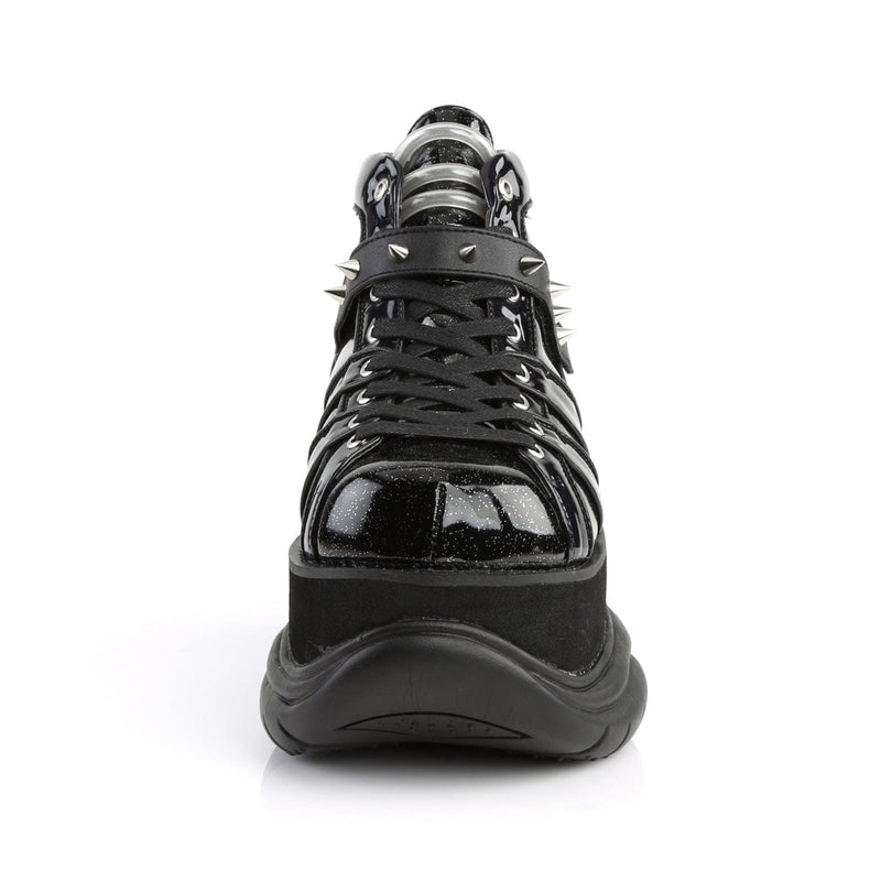 Demonia NEPTUNE-100 Ankle Boot (Black Glitter-Silver/Vegan Leather)