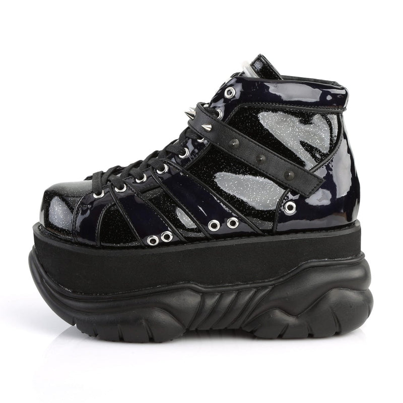 Demonia NEPTUNE-100 Ankle Boot (Black Glitter-Silver/Vegan Leather)