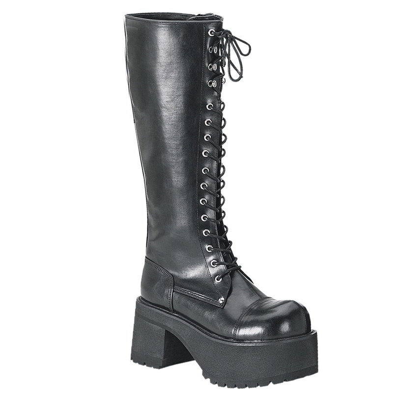 Demonia RANGER-302 Knee High Boot (Black Vegan Leather)