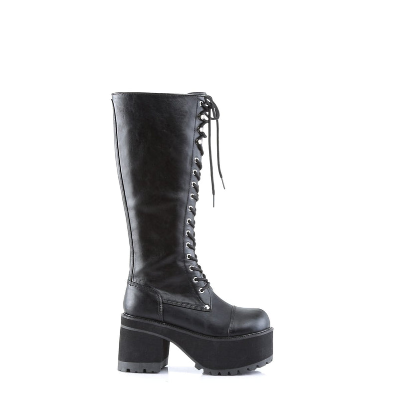 Demonia RANGER-302 Knee High Boot (Black Vegan Leather)