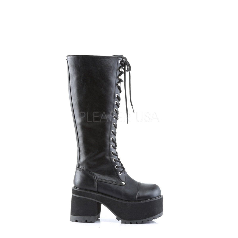 Demonia RANGER-302 Knee High Boot (Black Vegan Leather)