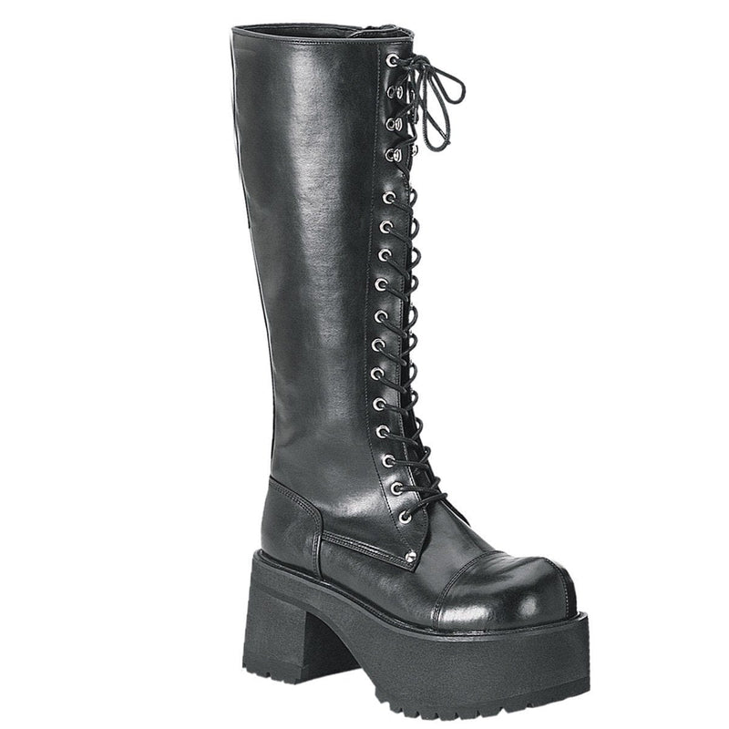 Demonia RANGER-302 Knee High Boot (Black Vegan Leather)