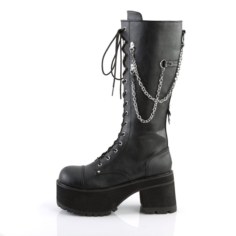 Demonia RANGER-303 Knee High Boot (Black Faux Leather)