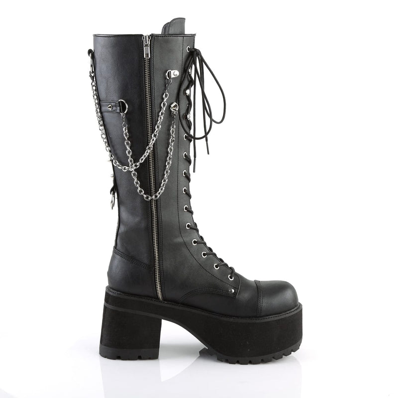 Demonia RANGER-303 Knee High Boot (Black Faux Leather)