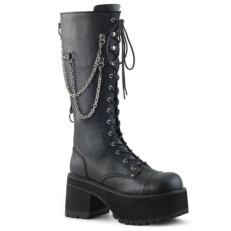 Demonia RANGER-303 Knee High Boot (Black Faux Leather)