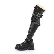 Demonia RENEGADE-320 Knee High Boot (Black Stretch Vegan Leather)