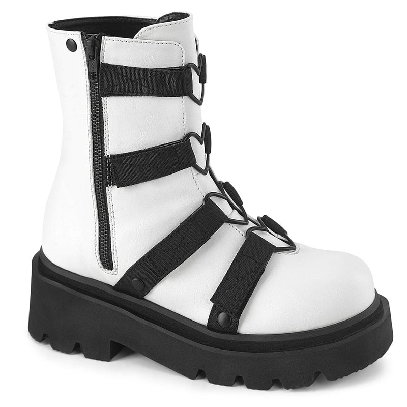 Demonia RENEGADE-50 Ankle Boot (White Vegan Leather-Nylon)