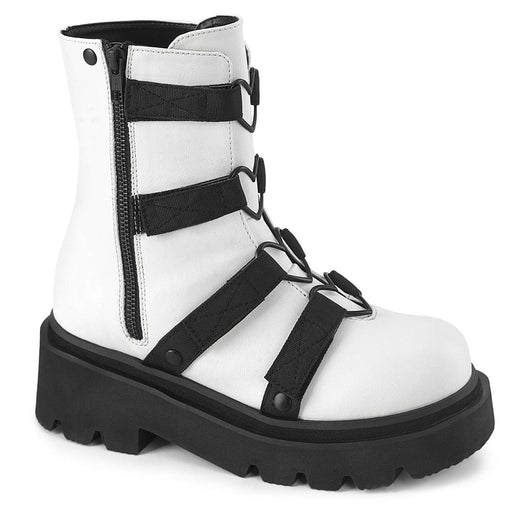 Demonia RENEGADE-50 Ankle Boot (White Vegan Leather-Nylon)