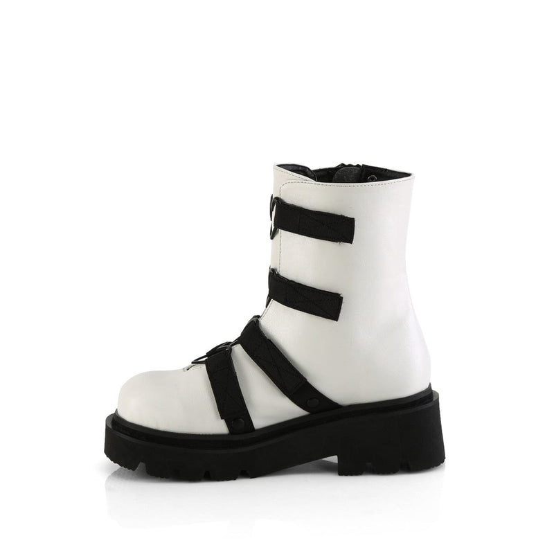 Demonia RENEGADE-50 Ankle Boot (White Vegan Leather-Nylon)