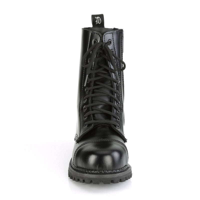 Demonia RIOT-10 Ankle Boot (Black Leather)