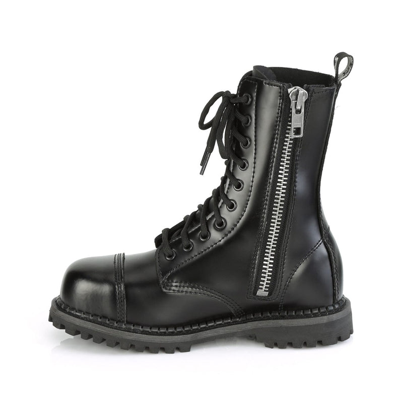 Demonia RIOT-10 Ankle Boot (Black Leather)