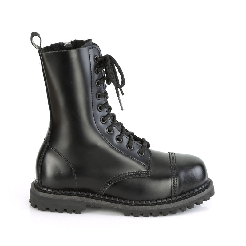 Demonia RIOT-10 Ankle Boot (Black Leather)