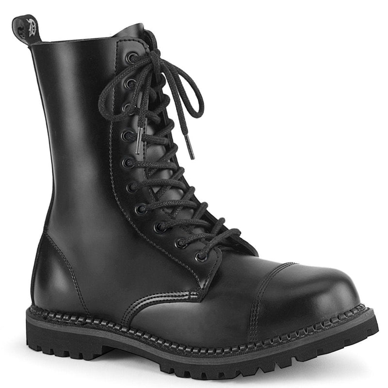 Demonia RIOT-10 Ankle Boot (Black Leather)