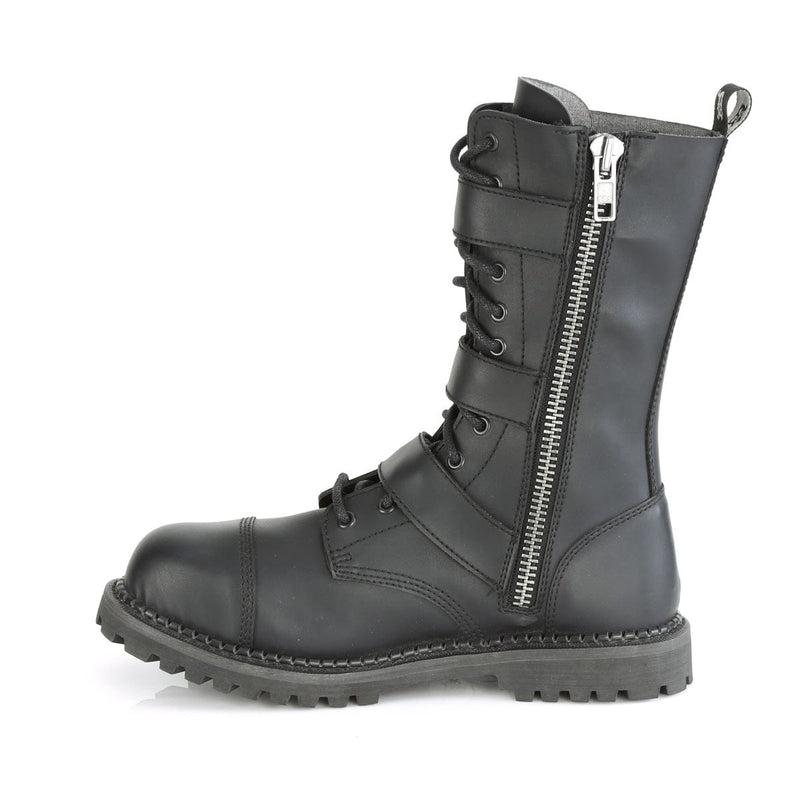 Demonia RIOT-12BK Ankle Boot (Black Vegan Leather)