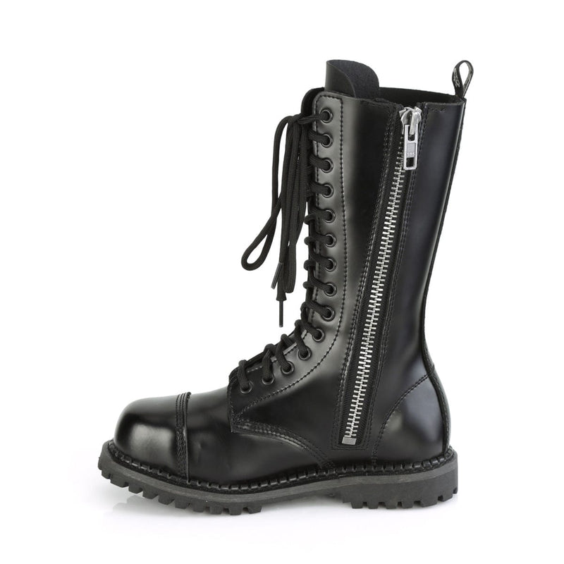 Demonia RIOT-14 Mid-Calf Boot (Black Leather)