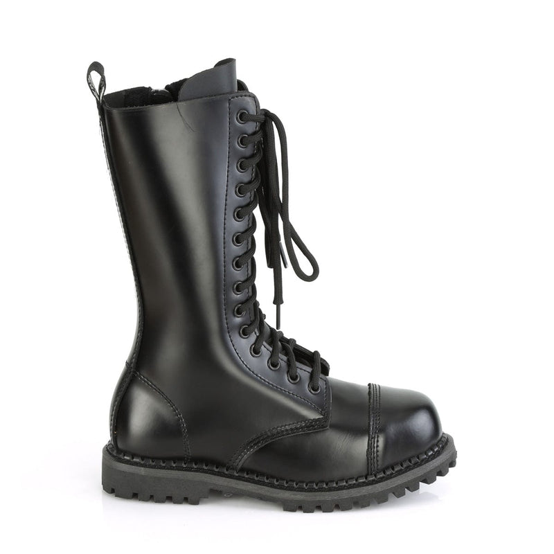 Demonia RIOT-14 Mid-Calf Boot (Black Leather)