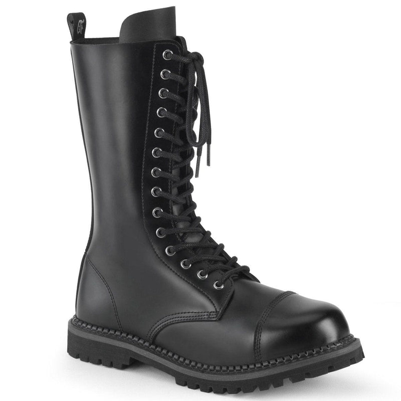 Demonia RIOT-14 Mid-Calf Boot (Black Leather)