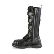 Demonia RIOT-18BK Knee High Boot (Black Leather)