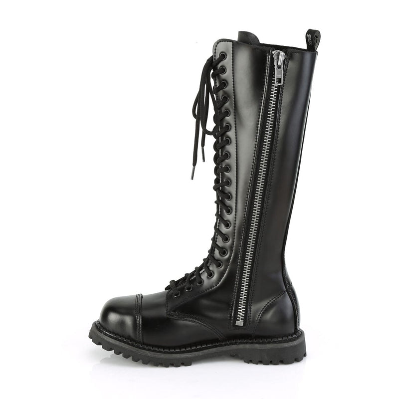 Demonia RIOT-20 Knee High Boot (Black Leather)