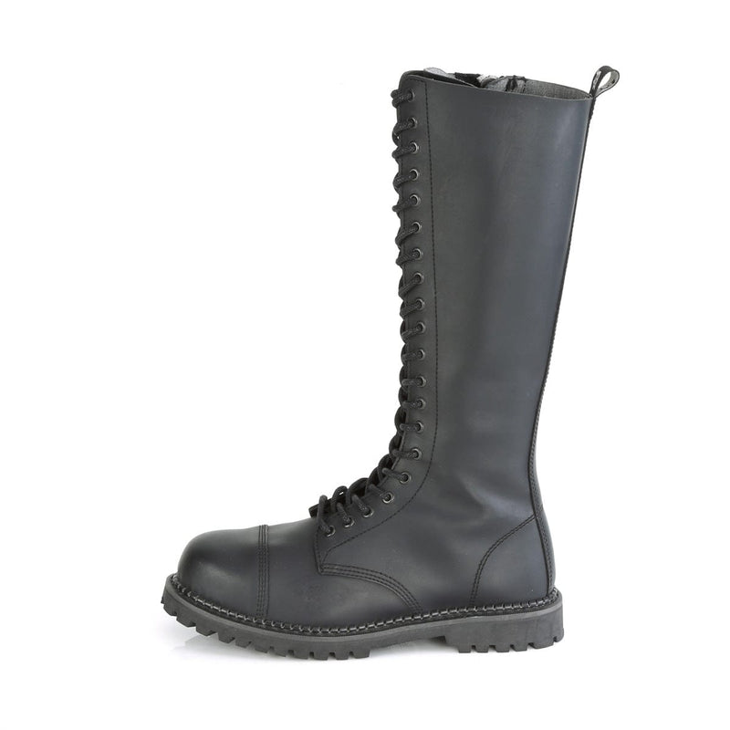 Demonia RIOT-20 Knee High Boot (Black Vegan Leather)