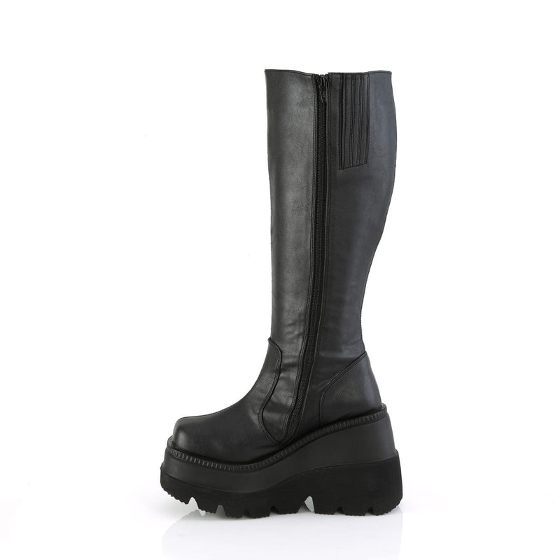 Demonia SHAKER-100WC Knee High Boot (Black Vegan Leather)