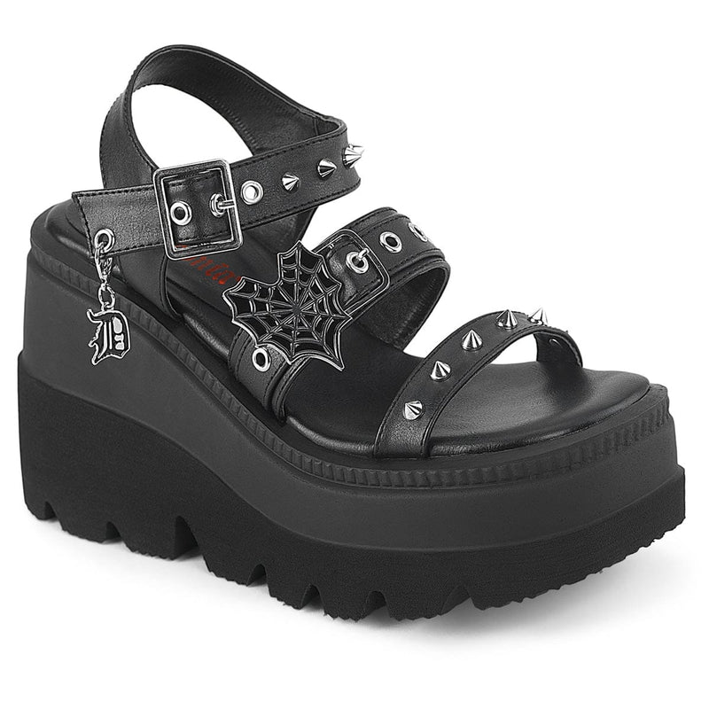 Demonia SHAKER-13 Sandal (Black Vegan Leather)