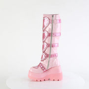Demonia SHAKER-210 Knee High Boot (Baby Pink Patent)