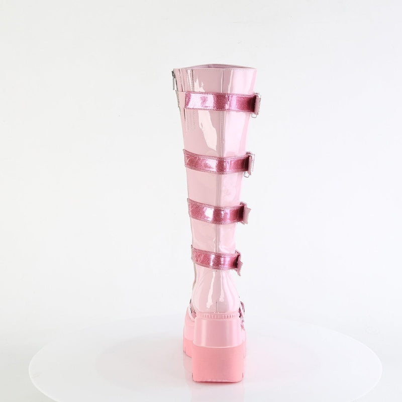 Demonia SHAKER-210 Knee High Boot (Baby Pink Patent)