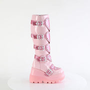 Demonia SHAKER-210 Knee High Boot (Baby Pink Patent)