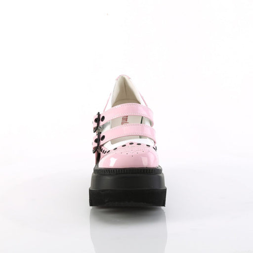 Demonia SHAKER-27 Mary Jane (Baby Pink-White Patent)