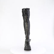 Demonia SHAKER-325 Thigh High Boot (Black Vegan Leather)