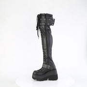 Demonia SHAKER-325 Thigh High Boot (Black Vegan Leather)