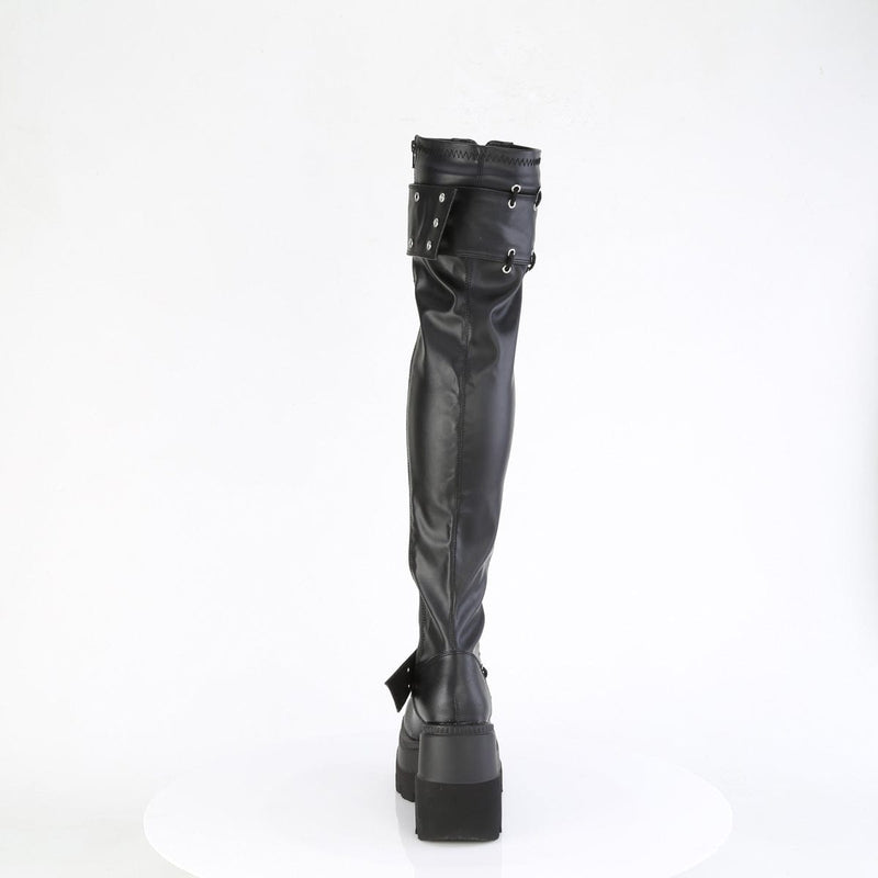 Demonia SHAKER-325 Thigh High Boot (Black Vegan Leather)
