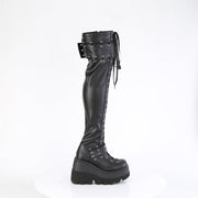 Demonia SHAKER-325 Thigh High Boot (Black Vegan Leather)