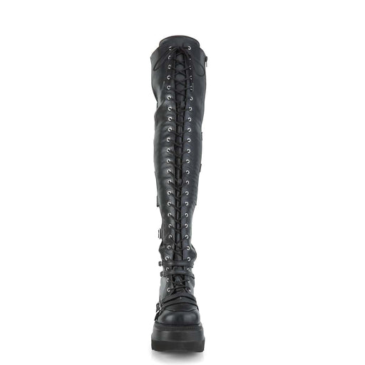 Demonia SHAKER-350 Knee High Boot (Black Veagn Leather-Stretch)
