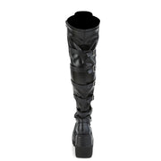Demonia SHAKER-350 Knee High Boot (Black Veagn Leather-Stretch)