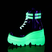 Demonia SHAKER-52 Ankle Boot (Black Patent-UV Neon Green)