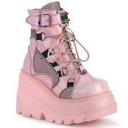 Demonia SHAKER-60 Ankle Boot (Baby Pink Hologram)