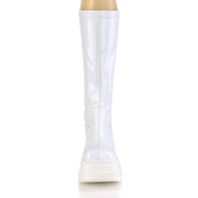 Demonia SHAKER-65 Knee High Boot (White Hologram)