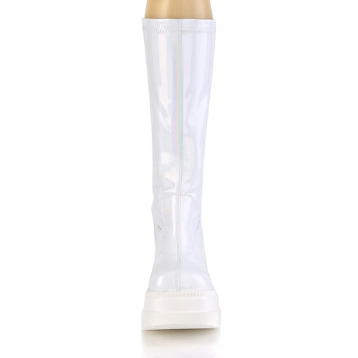 Demonia SHAKER-65 Knee High Boot (White Hologram)
