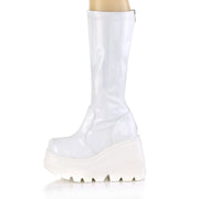 Demonia SHAKER-65 Knee High Boot (White Hologram)