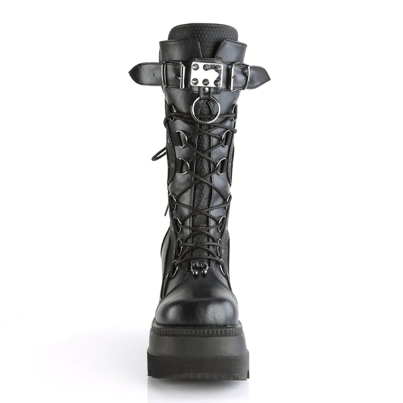 Demonia SHAKER-70 Mid-Calf Boot (Black Vegan Leather)