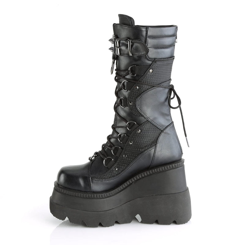 Demonia SHAKER-70 Mid-Calf Boot (Black Vegan Leather)
