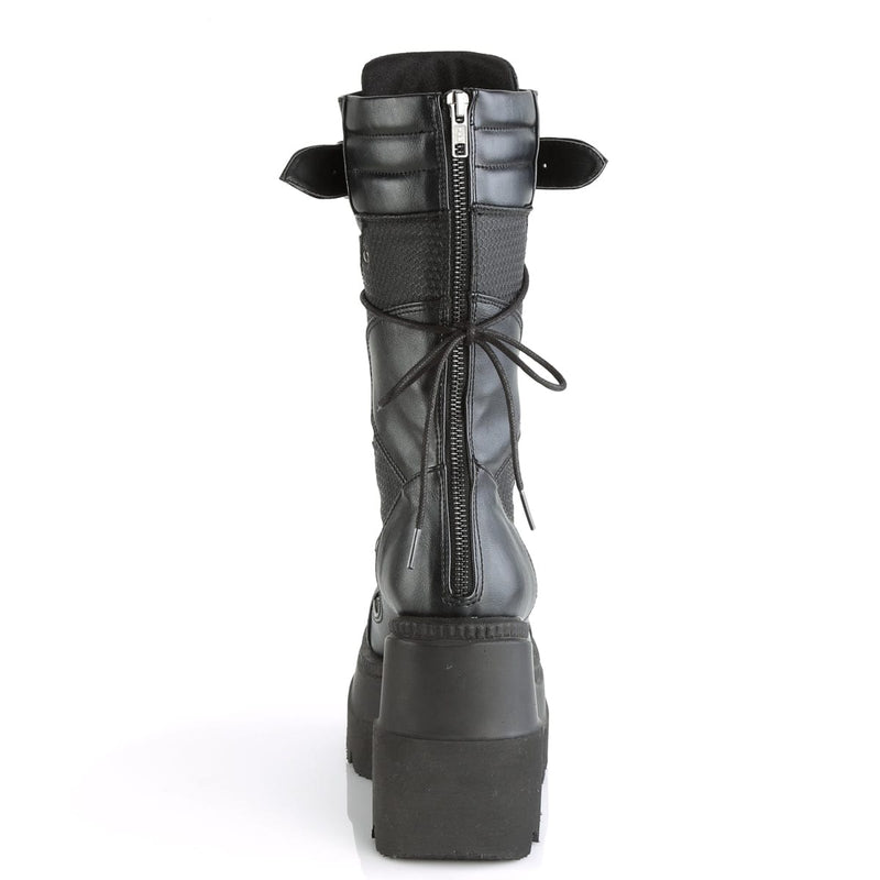 Demonia SHAKER-70 Mid-Calf Boot (Black Vegan Leather)