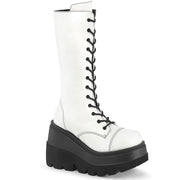 Demonia SHAKER-72 Mid-Calf Boot (White Vegan Leather)