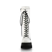 Demonia SHAKER-72 Mid-Calf Boot (White Vegan Leather)