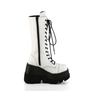 Demonia SHAKER-72 Mid-Calf Boot (White Vegan Leather)